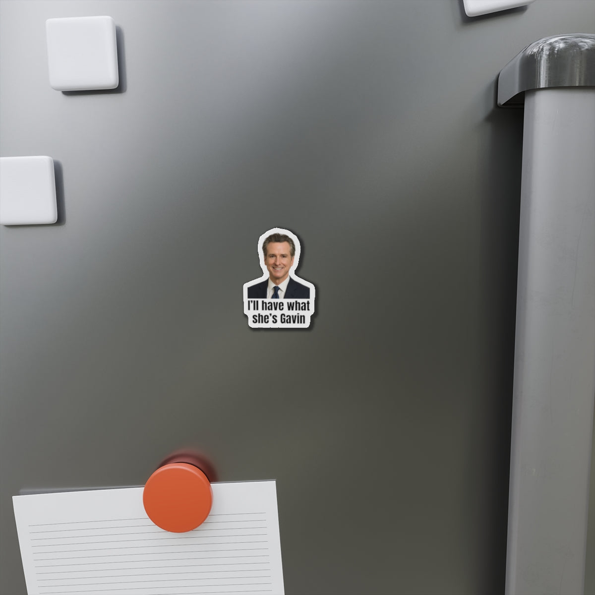 Gavin Newsom Humorous Die-Cut Magnets: Fun Kitchen Decor for Political Fans, Office Humor, Gift for Friends, Collectible Magnet