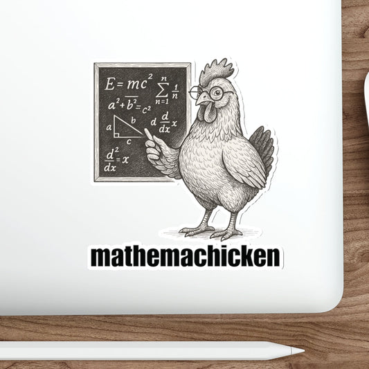 Mathemachicken | Funny Math Chicken Die-Cut Stickers, Teacher Gift, Student Decor, Laptop Stickers, Classroom Supplies, Math Humor