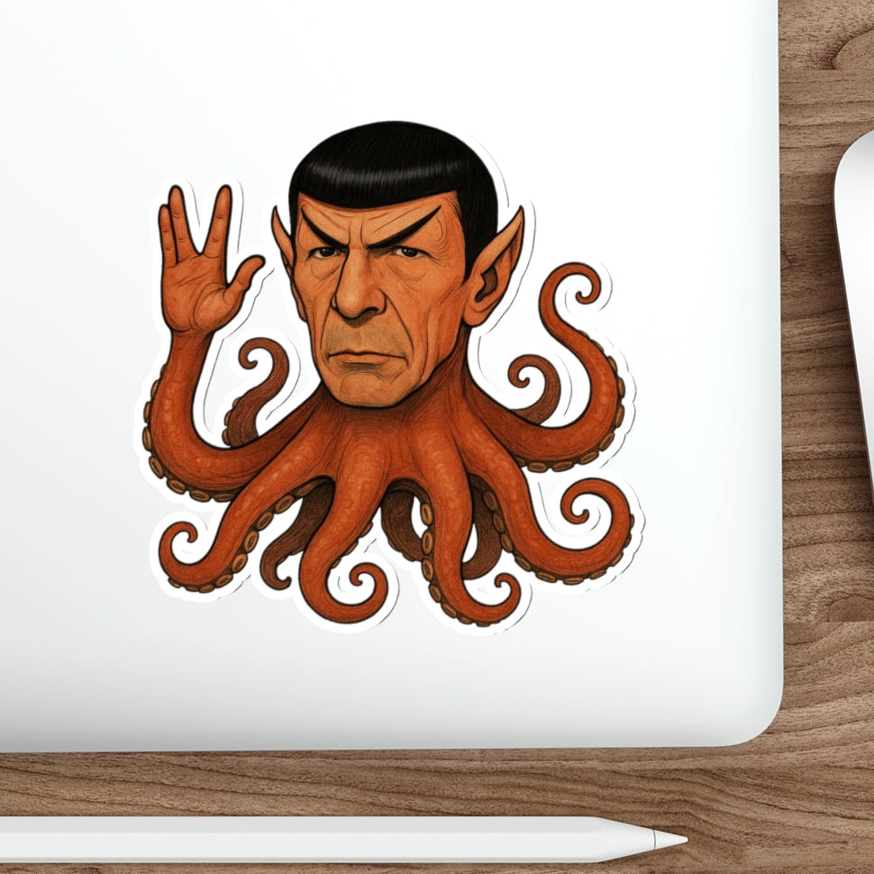 Spocktopus | Unique Octopus Alien Die-Cut Stickers - Perfect for Laptop, Water Bottle, Car, Fridge Decor, & Gift for Sci-Fi Fans