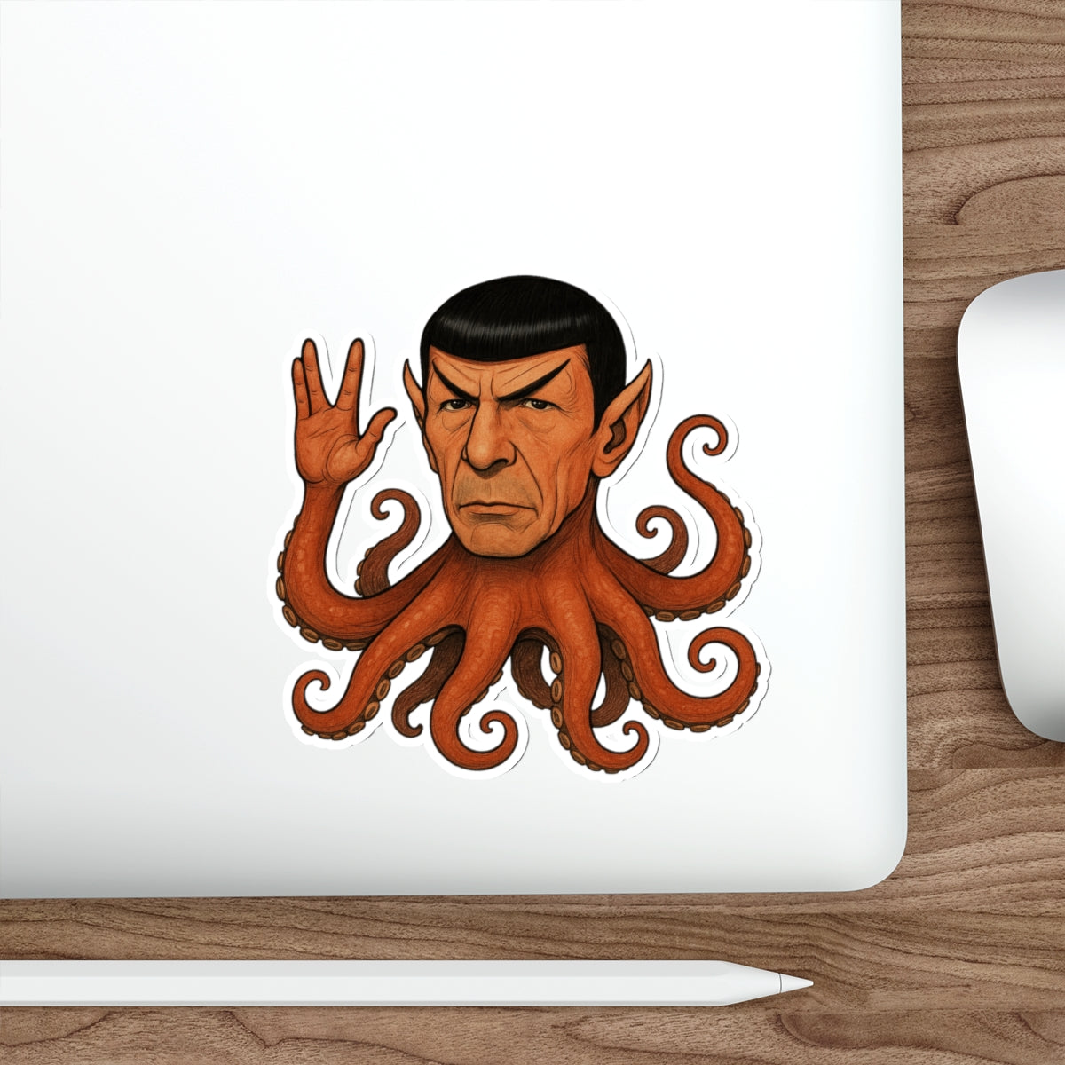 Spocktopus | Unique Octopus Alien Die-Cut Stickers - Perfect for Laptop, Water Bottle, Car, Fridge Decor, & Gift for Sci-Fi Fans