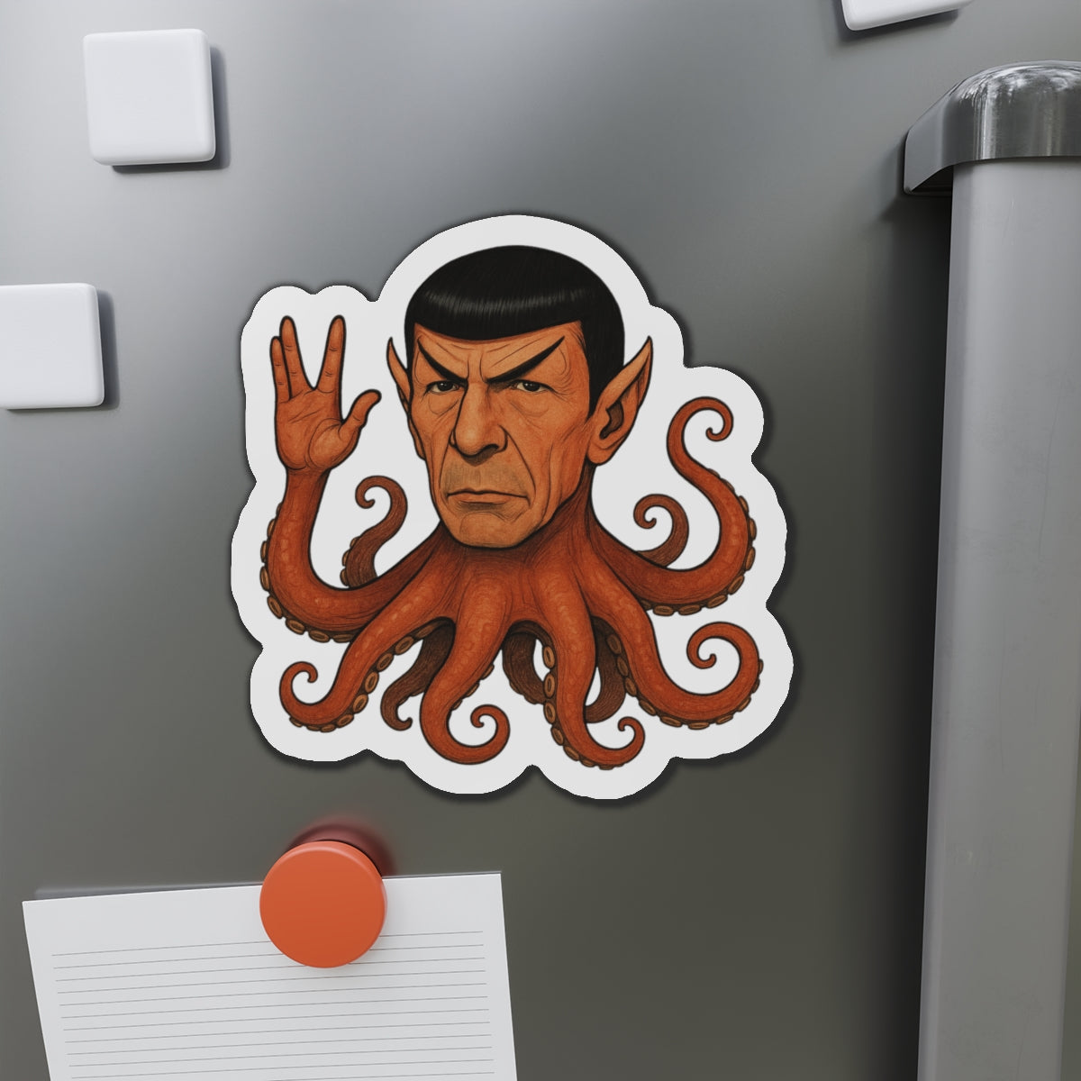 Spocktopus | Unique Octopus Vulcan Die-Cut Magnets for Nerdy Decor, Geek Gift, Home Office Decoration, Science Fiction Collectible