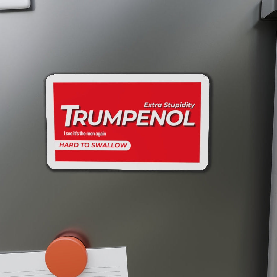 Tylenol Parody Political Humor Die-Cut Magnets, Fun Refrigerator Decor, Gift for Friends, Quirky Kitchen Accessories, Trendy Home Decor