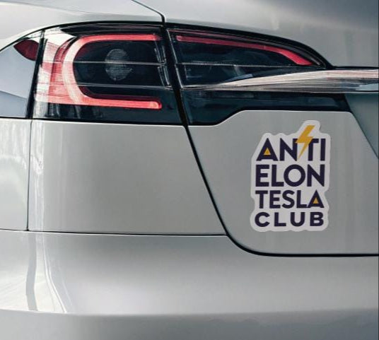 Anti Elon Tesla Club Die-Cut Magnets - Anti Elon Tesla Club | Fun Fridge Magnet, Gift for Fans, Home Decor, Quirky Collection, Car Ornament
