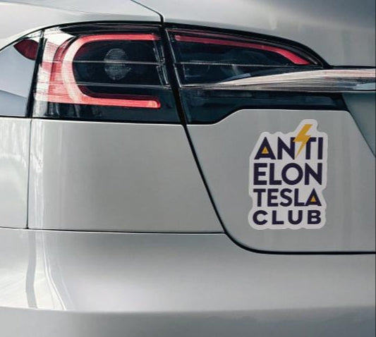 Anti Elon Tesla Club Die-Cut Magnets - Anti Elon Tesla Club | Fun Fridge Magnet, Gift for Fans, Home Decor, Quirky Collection, Car Ornament