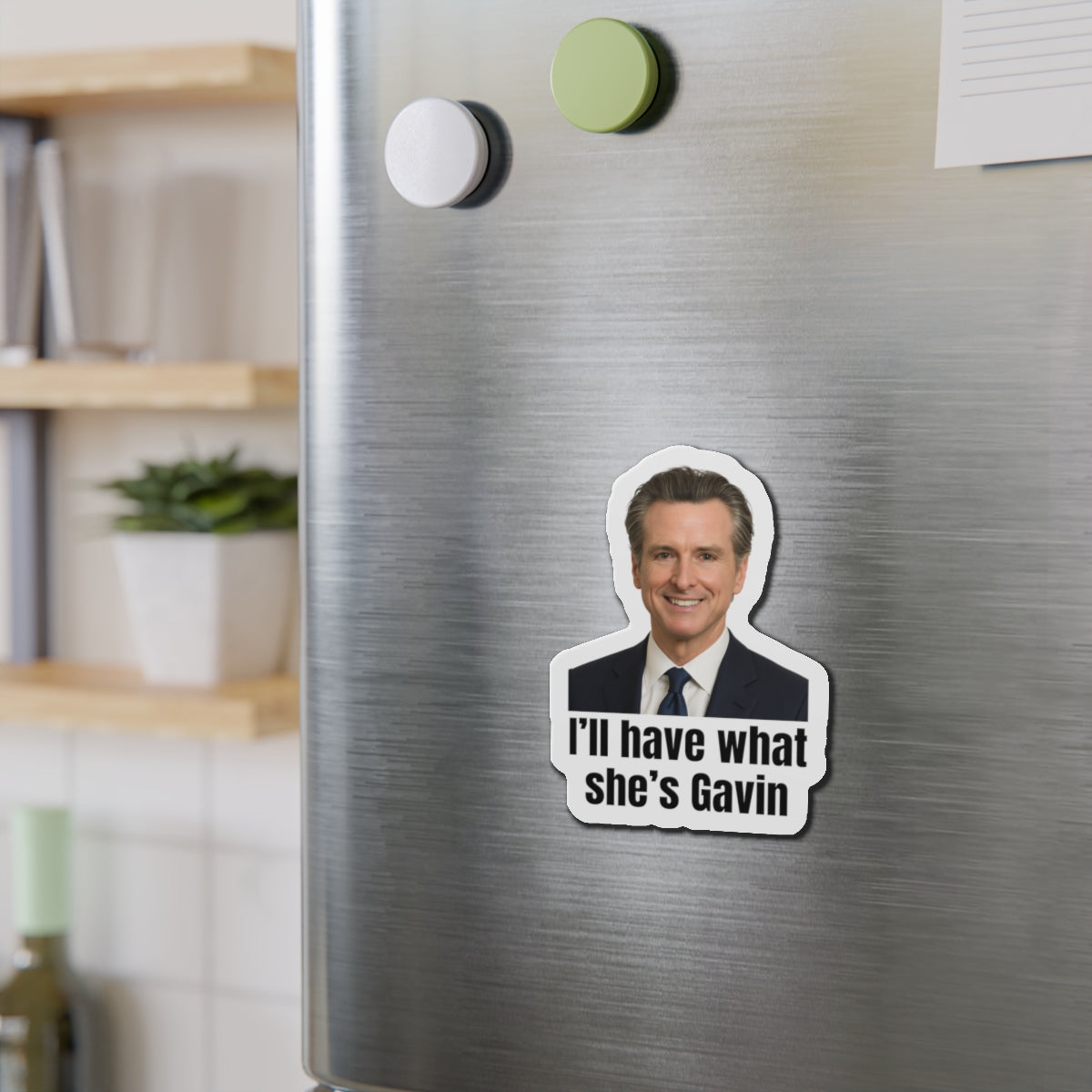 Gavin Newsom Humorous Die-Cut Magnets: Fun Kitchen Decor for Political Fans, Office Humor, Gift for Friends, Collectible Magnet