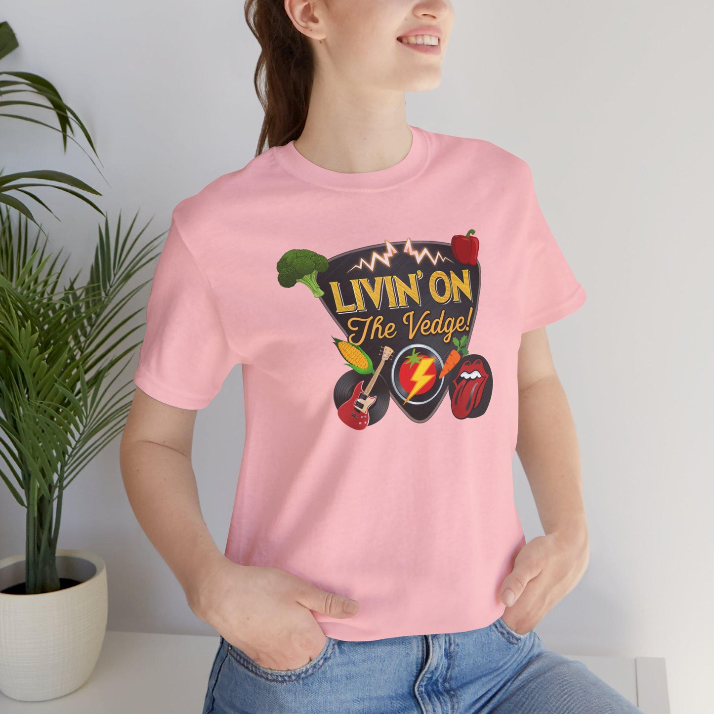 Rocking Veggie Graphic Tee, Funny Food Shirt, Music Lovers Gift, Unisex Humor T-Shirt, Casual Wear for Parties