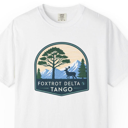 Foxtrot Delta Tango Nature T-Shirt, Unisex Hiking Tee, Adventure Shirt for Outdoorsy People, Forest Graphic Tee, Wilderness Camping Gift