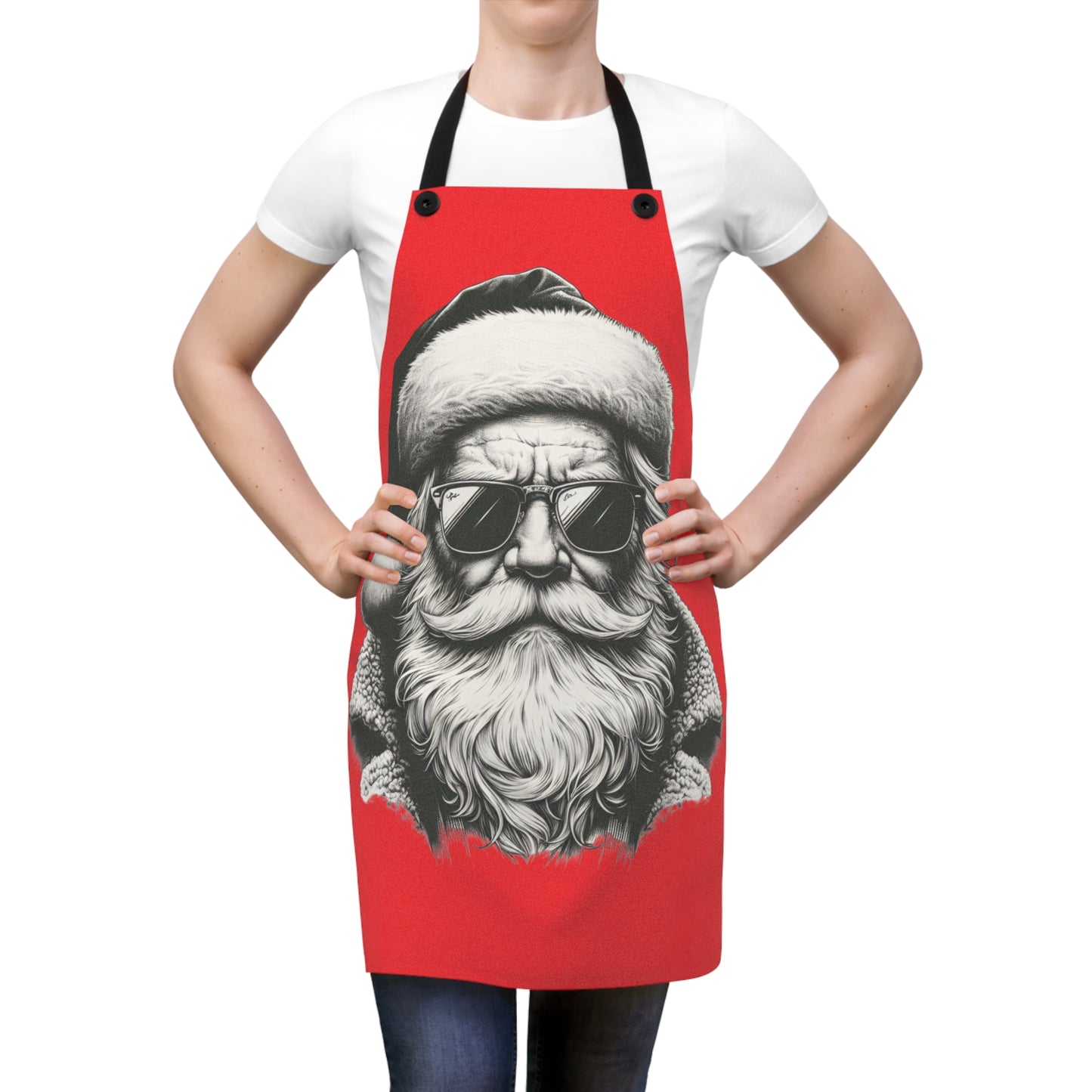 Cool Santa Christmas Apron, Holiday Cooking Gift, BBQ Apron for Men, Funny Chef Apron, Christmas Kitchen Accessory