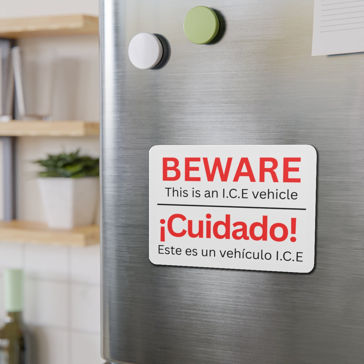 Beware I.C.E Vehicle Identification Die-Cut Magnets - Car Warning, Home Decor, Gifts for Safety Awareness, ICE Vehicle Sign