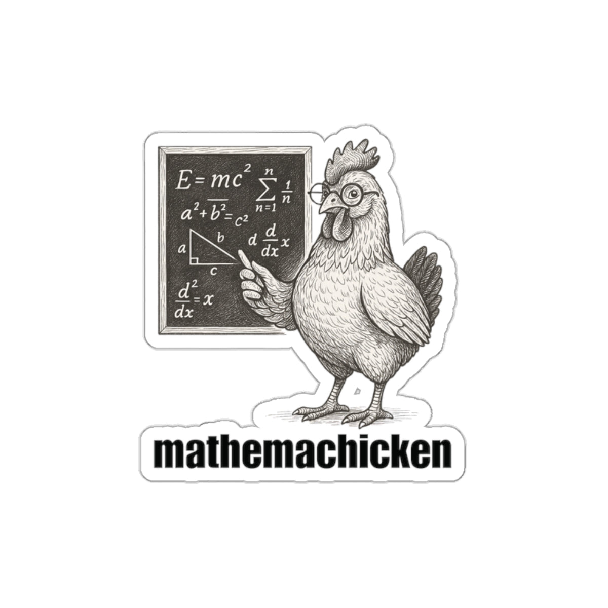 Mathemachicken | Funny Math Chicken Die-Cut Stickers, Teacher Gift, Student Decor, Laptop Stickers, Classroom Supplies, Math Humor
