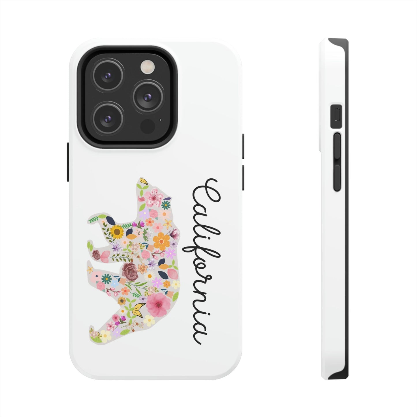California Bear Flower Design Floral Flowers Cali Golden State Tough Phone Cases, Case-Mate