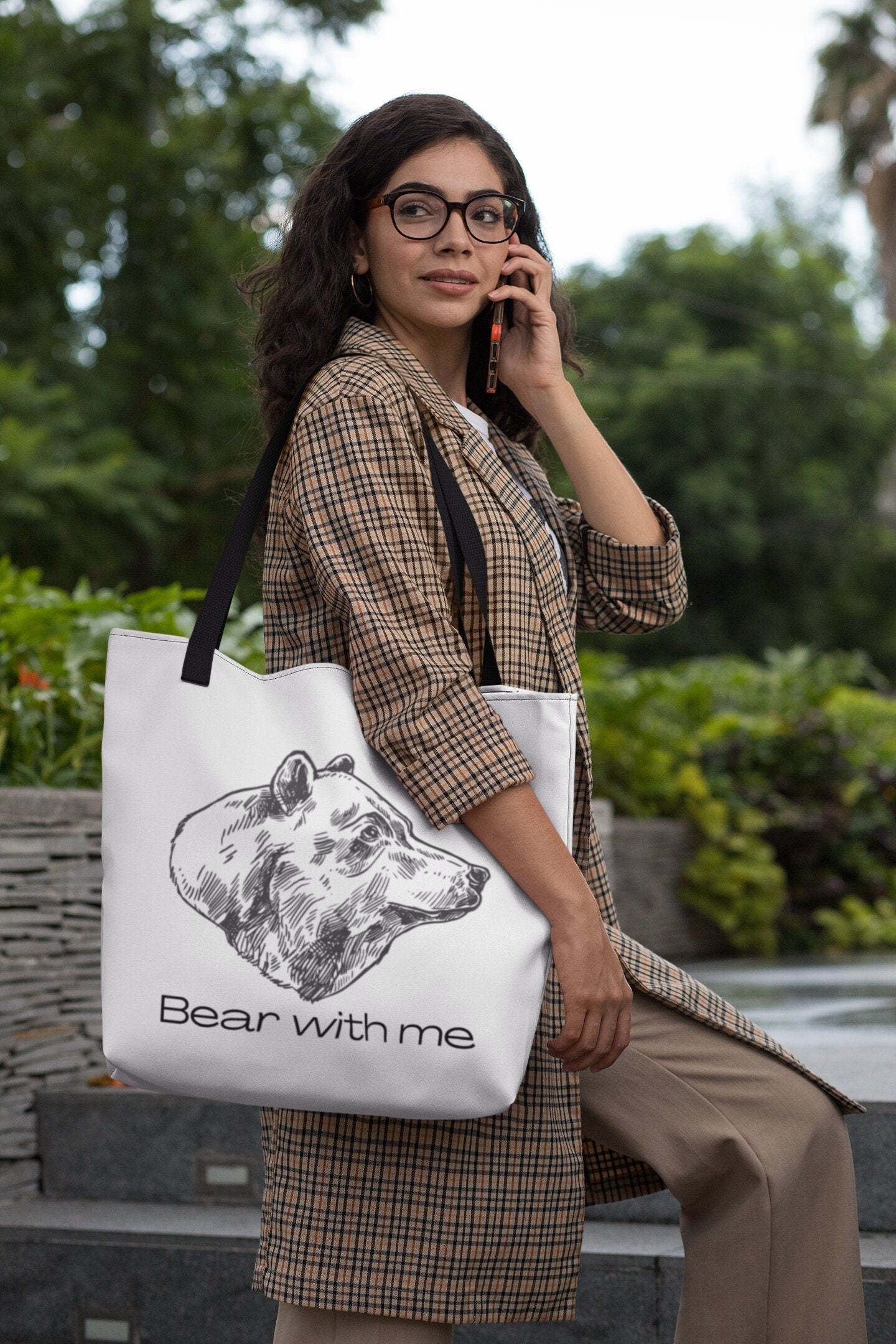 Bear With Me AOP Tote Bag Nature Animal Design Wildlife