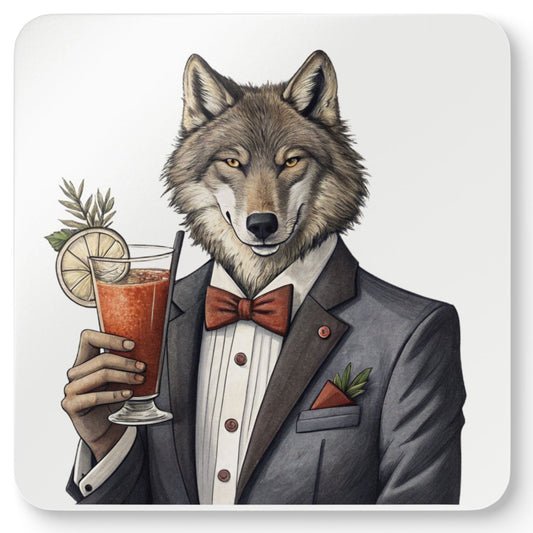 Hair of the Dog "Wolf" Animal-Themed Coaster Set, Unique Home Bar Decor, Cocktail Accessories, Gift for Animal Lovers, Party Decor