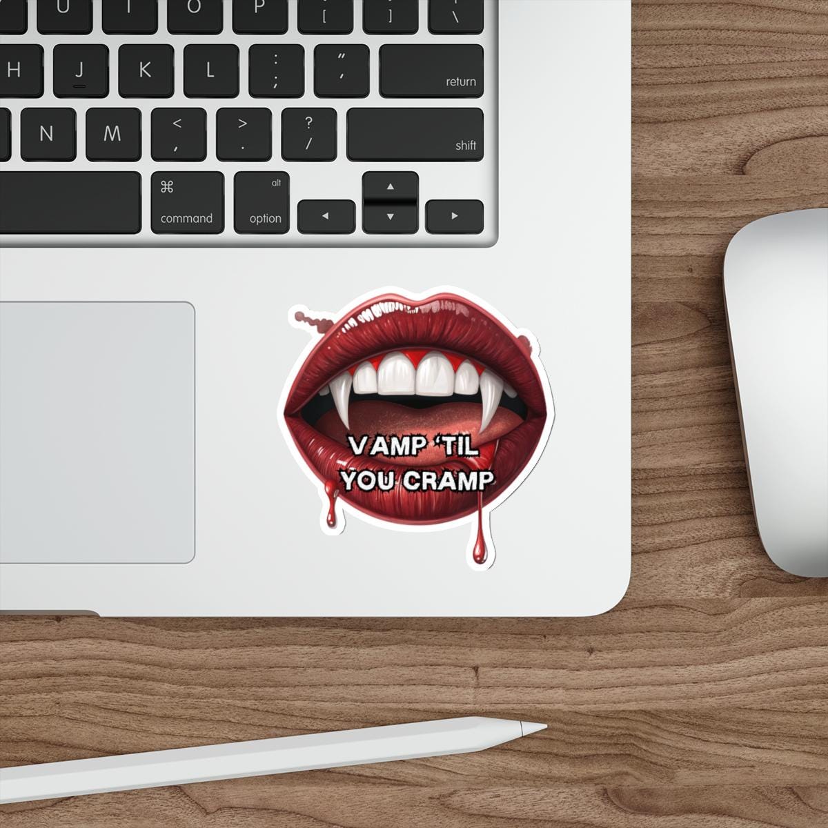 Vamp 'Til You Cramp Halloween Die-Cut Sticker - Holiday Humor - Funny Stickers