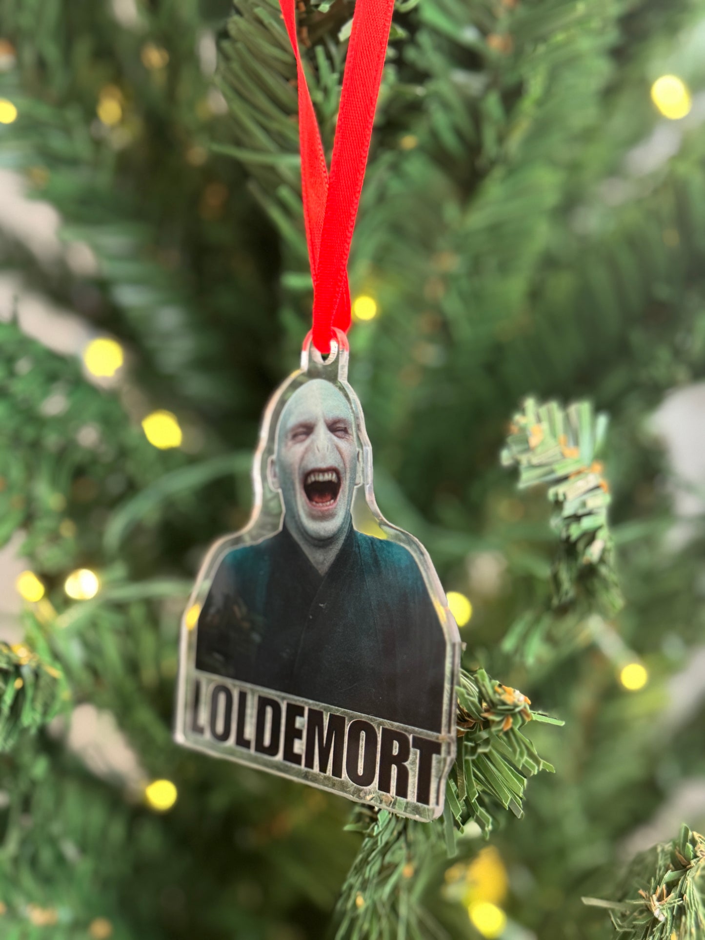 Loldermort Custom Cut Acrylic Ornament | Voldemort | Harry Potter Parody | Christmas Decor