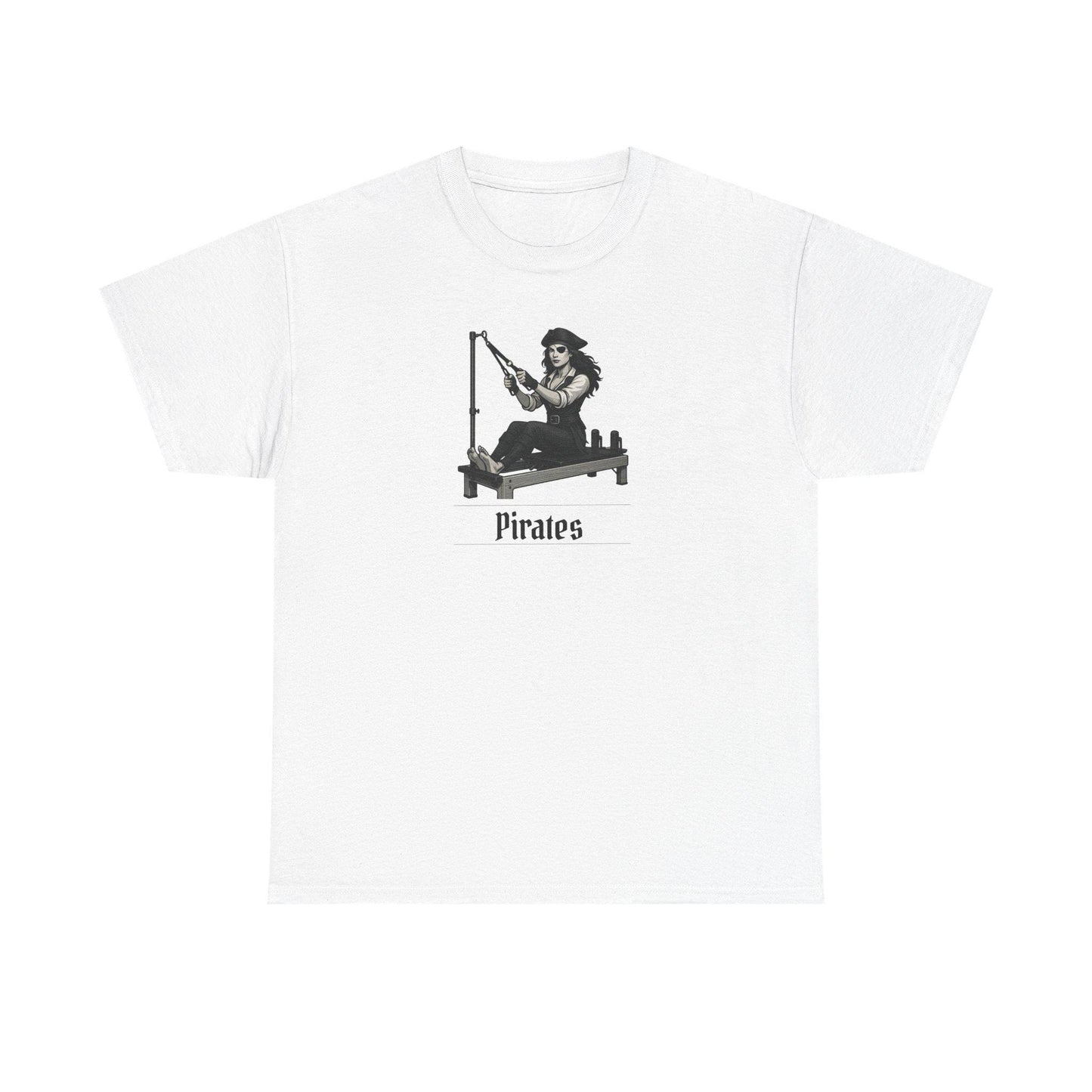 Pirates Pilates T-Shirt, Funny Pirate Workout Tee, Unisex Cotton Shirt for Pilates Fans, Halloween Gift, Fitness Pun Shirt for Adults