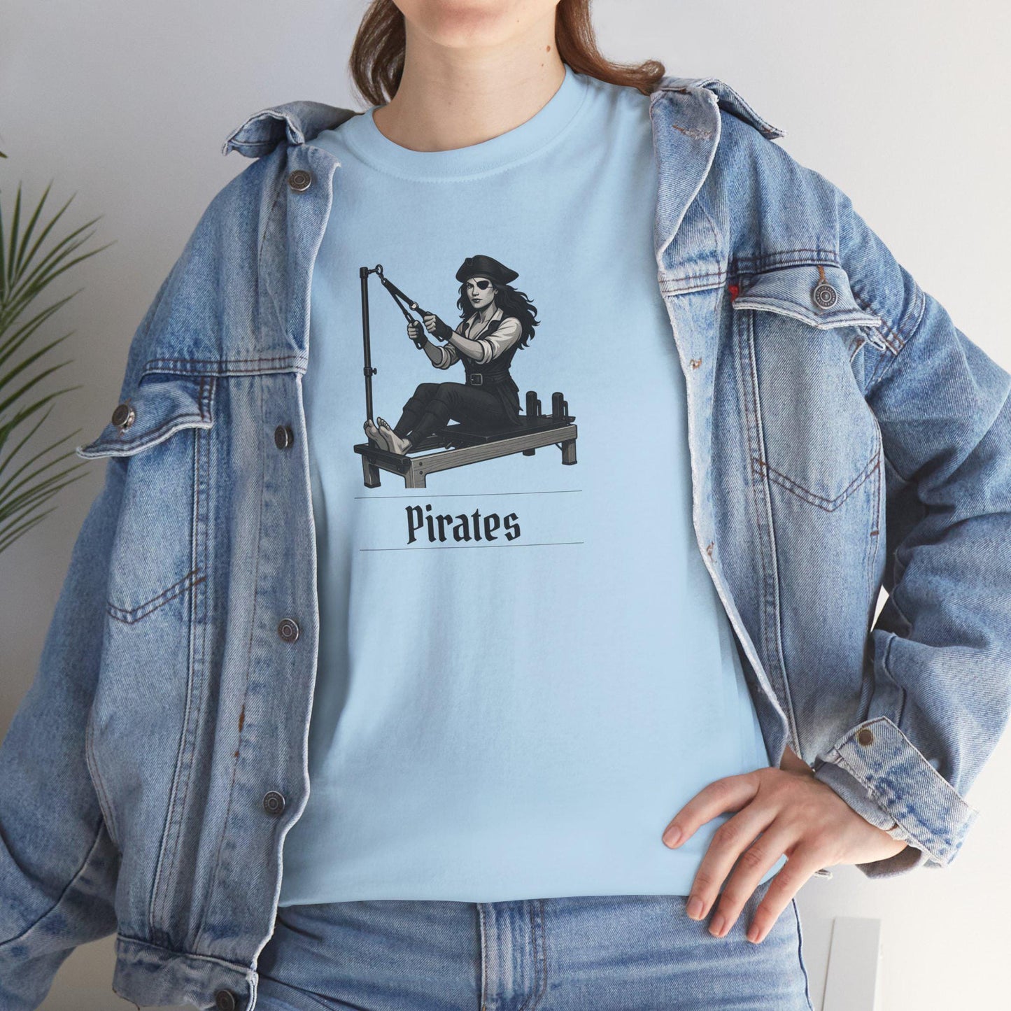 Pirates Pilates T-Shirt, Funny Pirate Workout Tee, Unisex Cotton Shirt for Pilates Fans, Halloween Gift, Fitness Pun Shirt for Adults