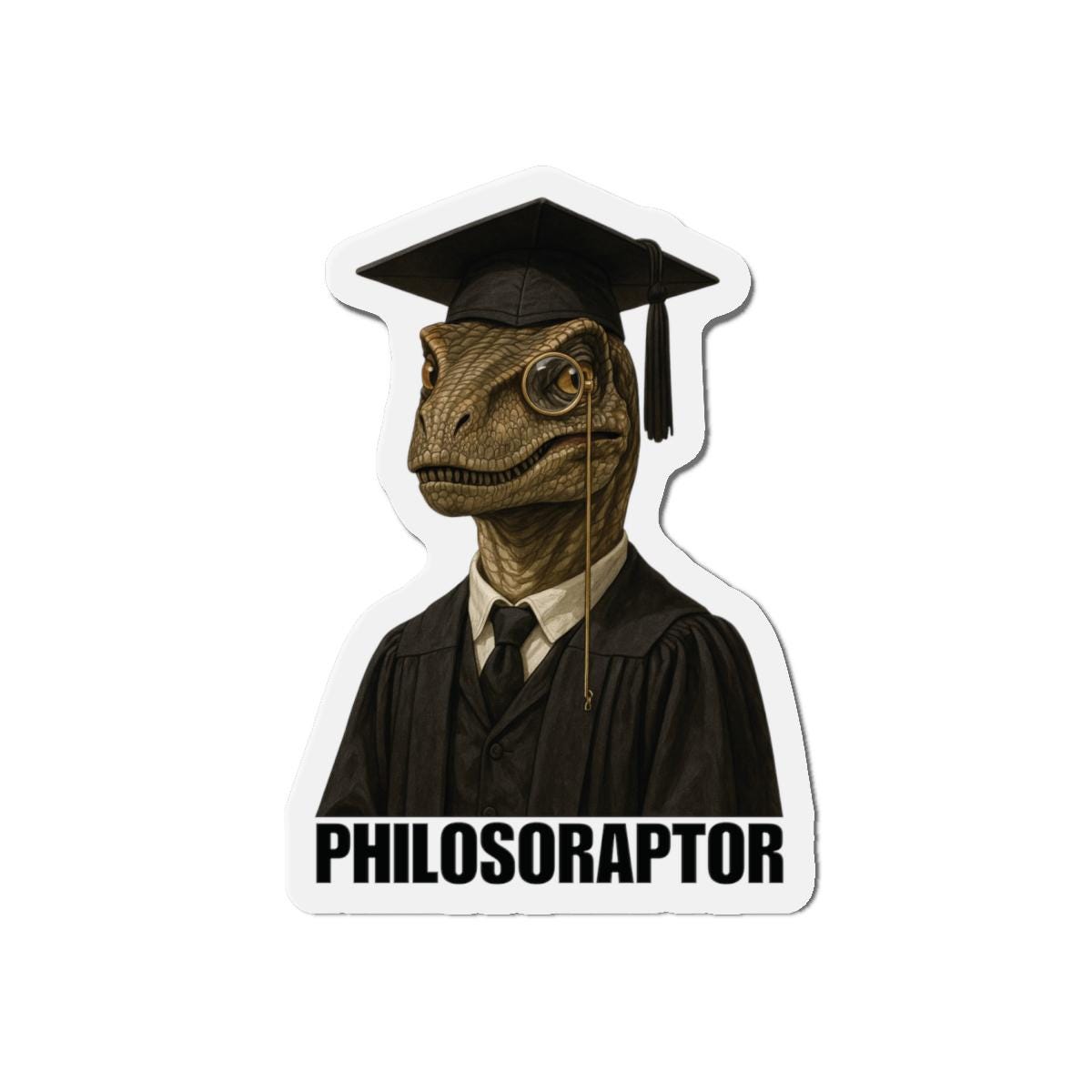 Philosoraptor Die-Cut Magnet | Funny Graduation Decor, Cool Gift for Graduates, Quirky Kitchen Magnet, Unique Home Decor, Educational Gift