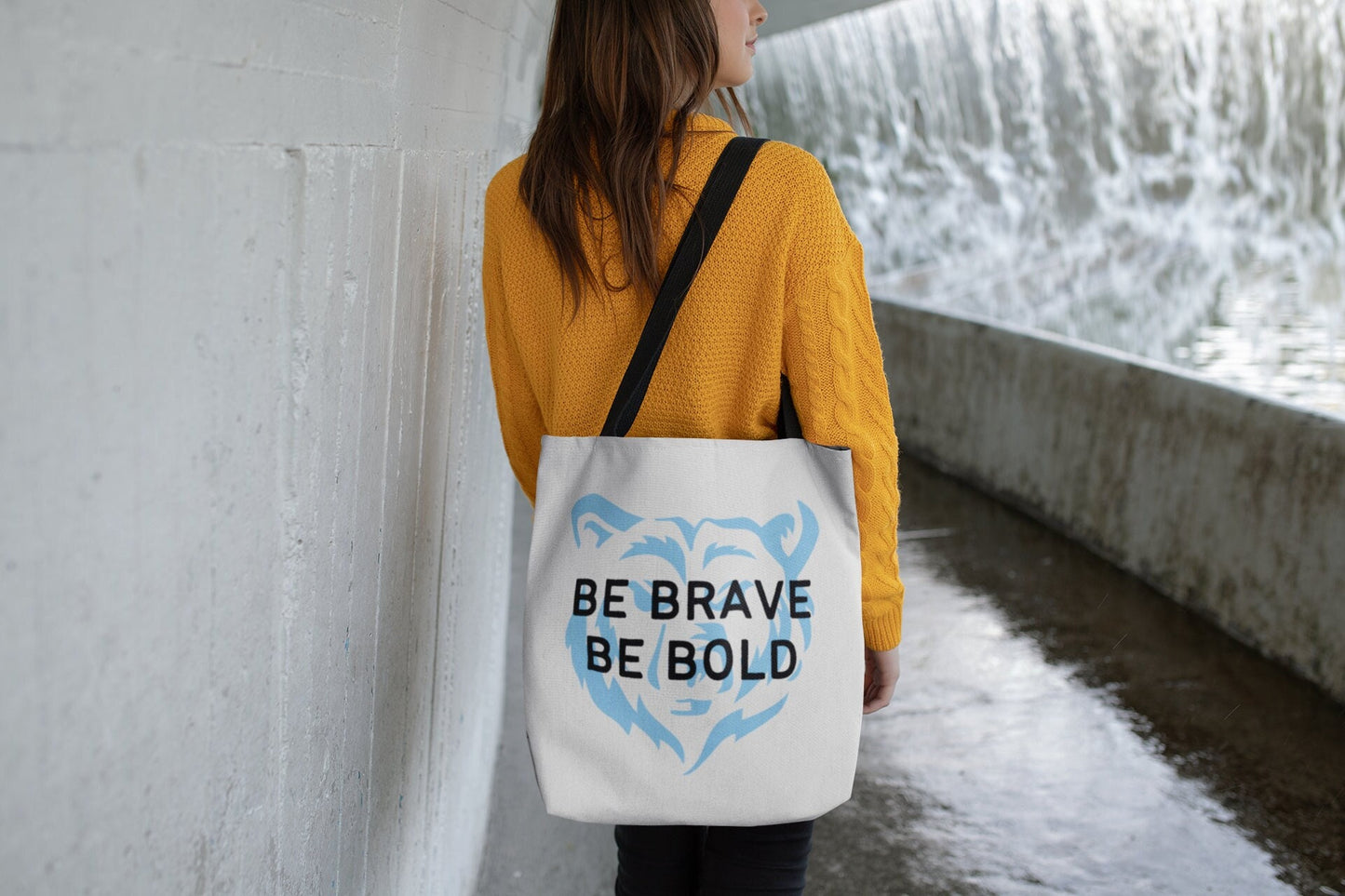 Be Brave Be Bold Bear AOP Tote Bag