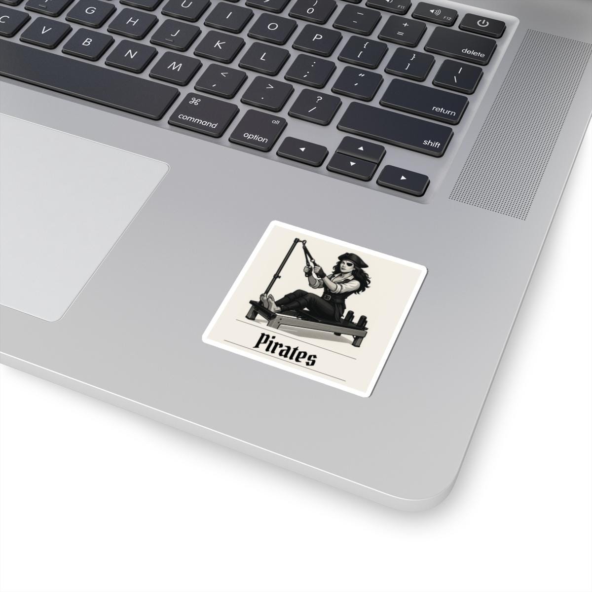 Pirates Pilates Sticker, Funny Kiss-Cut Vinyl Decal for Laptops, Journals, Water Bottles, Gift for Pilates Lovers and Pun Fans