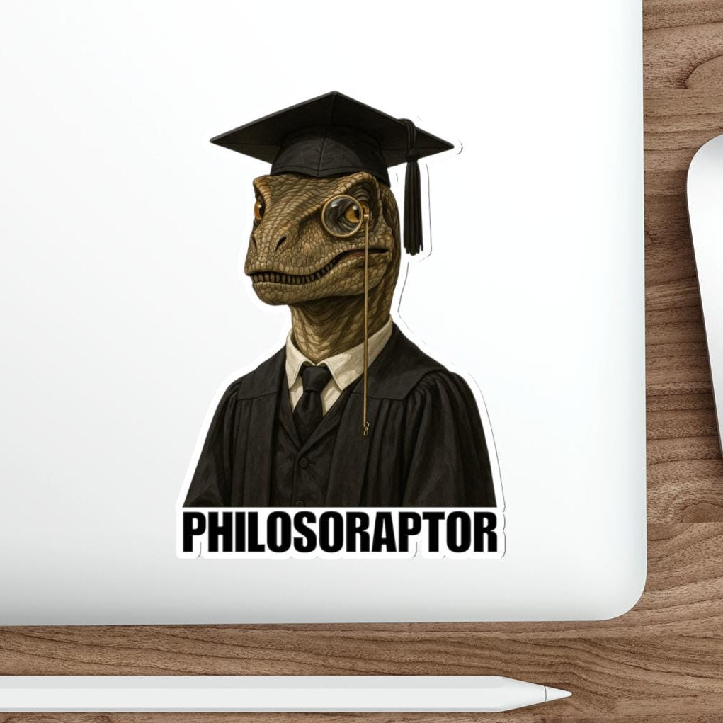 Philosoraptor Graduation Die-Cut Stickers, Funny Graduation Gifts, Laptop Decals, Student Humor, Graduation Decorations