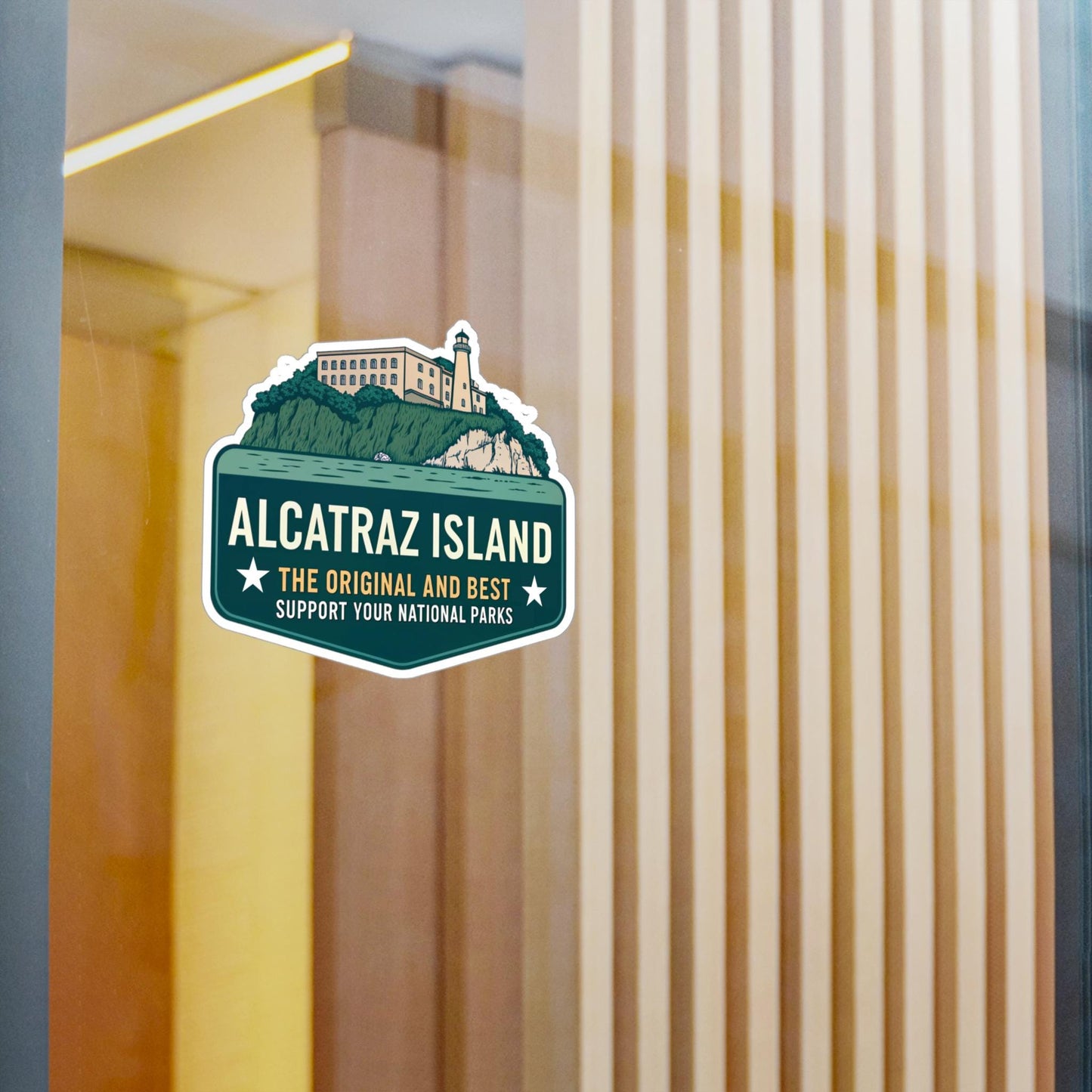 Alcatraz Island Sticker, National Parks Kiss-Cut Vinyl Decal, Outdoor Travel Laptop Sticker, Gift for Park Lovers & History Buffs