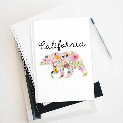California Bear Flower Design Journal - Ruled Line Floral Cali Golden State