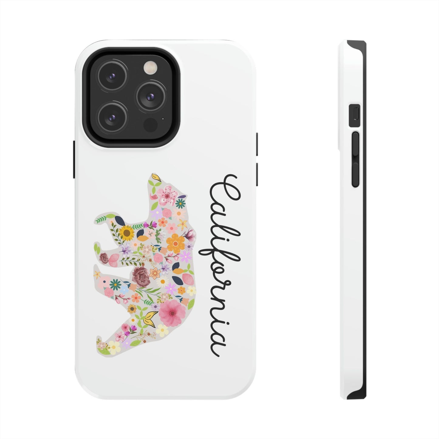 California Bear Flower Design Floral Flowers Cali Golden State Tough Phone Cases, Case-Mate