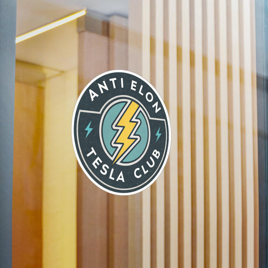 Anti Elon Tesla Club Kiss-Cut Vinyl Decals, Fun Car Accessories, Stickers for Tesla Enthusiasts, Cool Gifts, Home Decor