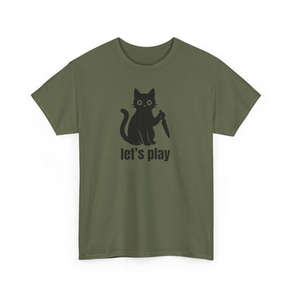 Playful Cat Tee - Let's Play Unisex Heavy Cotton Shirt, Cat Lover Gift, Fun T-Shirt, Animal Themed Apparel, Casual Wear