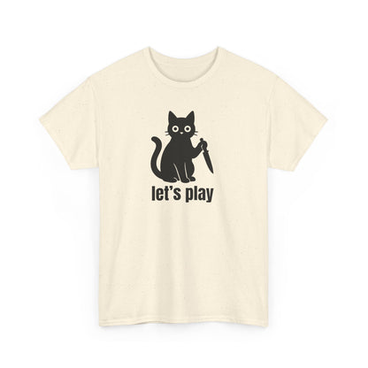 Playful Cat Tee - Let's Play Unisex Heavy Cotton Shirt, Cat Lover Gift, Fun T-Shirt, Animal Themed Apparel, Casual Wear