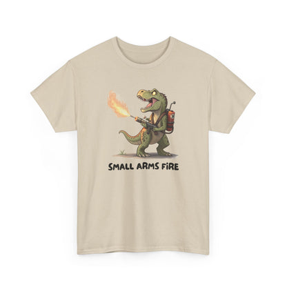 Small Arms Fire | Funny Dinosaur Tee, Unisex Cotton T-Shirt, Gift for Dino Lovers, Casual Wear, Birthday, Humor Tee, Small Arms Fire