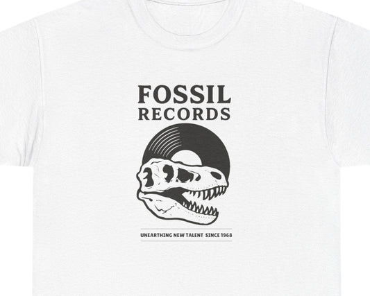 Fossil Records T-Shirt, Unisex Cotton Tee, Vintage Music Tee, Dinosaur Graphic Shirt, Perfect Gift for Music Lovers