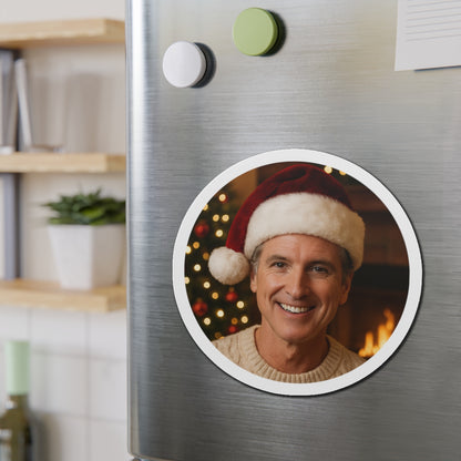 Gavin Newsom Christmas Magnetic Decoration | Die-Cut Magnet | Christmas Holiday Refrigerator Magnet | California Governor Decor