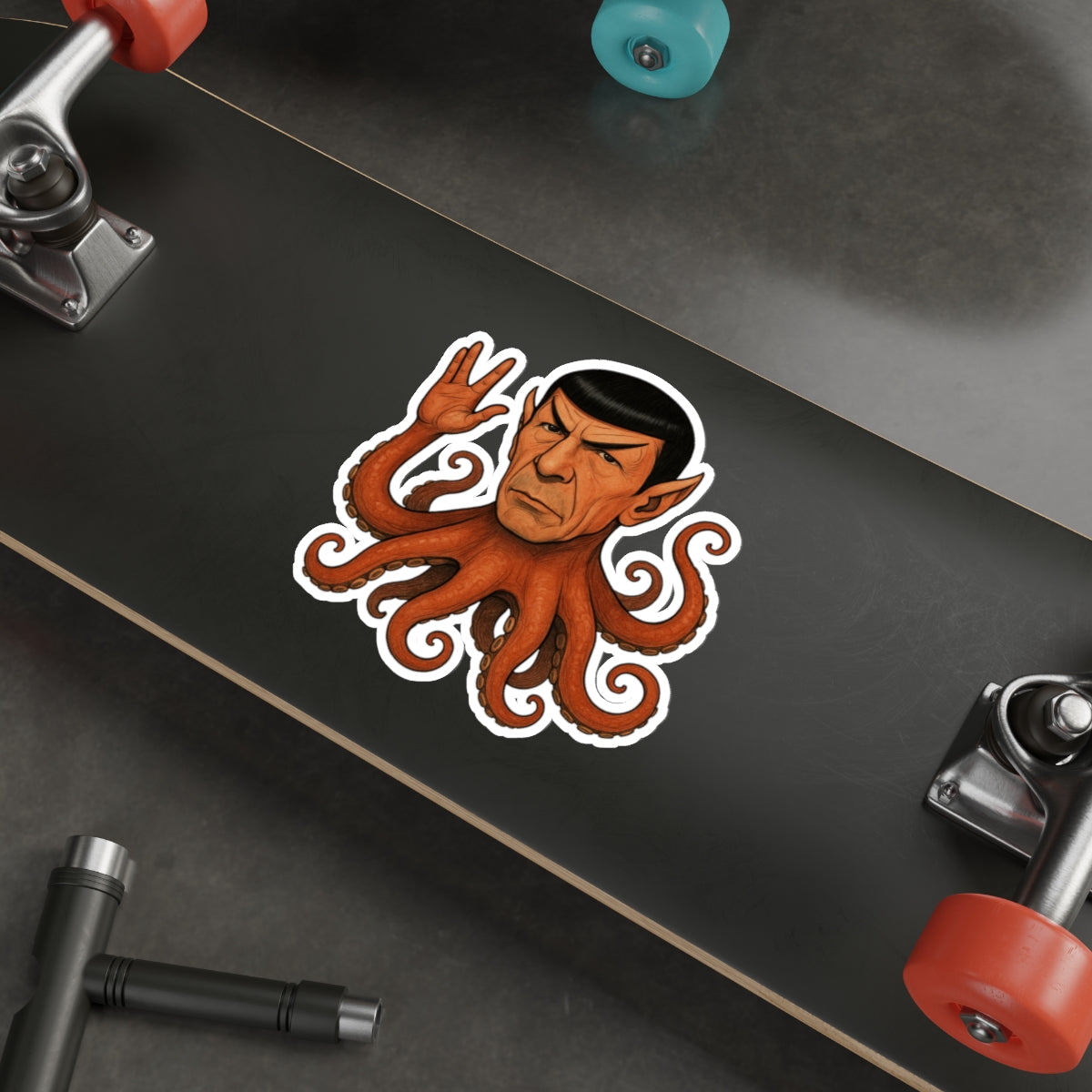 Spocktopus | Unique Octopus Alien Die-Cut Stickers - Perfect for Laptop, Water Bottle, Car, Fridge Decor, & Gift for Sci-Fi Fans