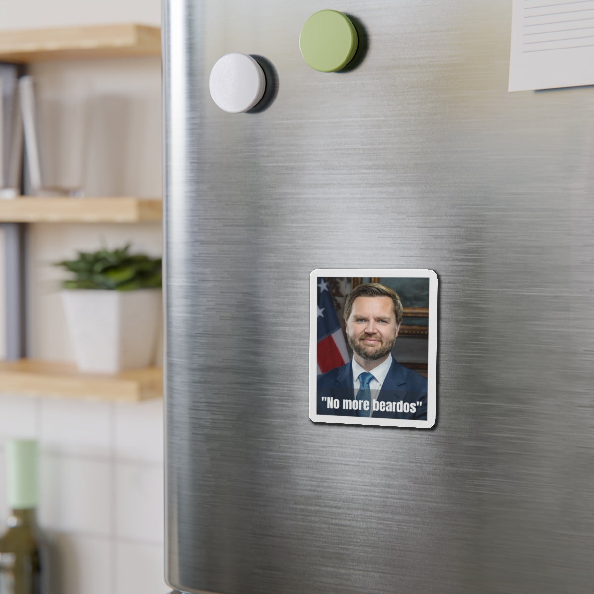 No More Beardos Satirical JD Vance Die-Cut Magnet: Humorous Political Statement, Refrigerator Magnet, Novelty Gift, Pete Hegseth