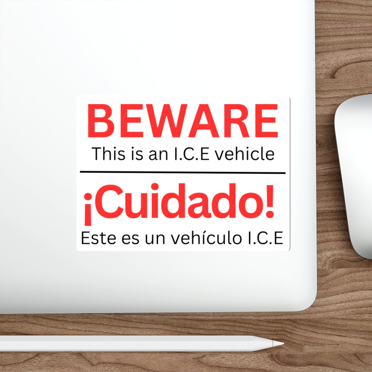 Beware I.C.E Vehicle Identification Die-Cut Stickers | Bold Warning Decals for Cars, Laptops, Bumper Stickers, Home Decor