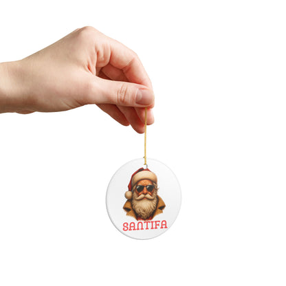 Santifa Santa Ceramic Ornament | Antifa |Anti Fascist | Foxtrot Delta Tango | Christmas Decor | Tree Ornament