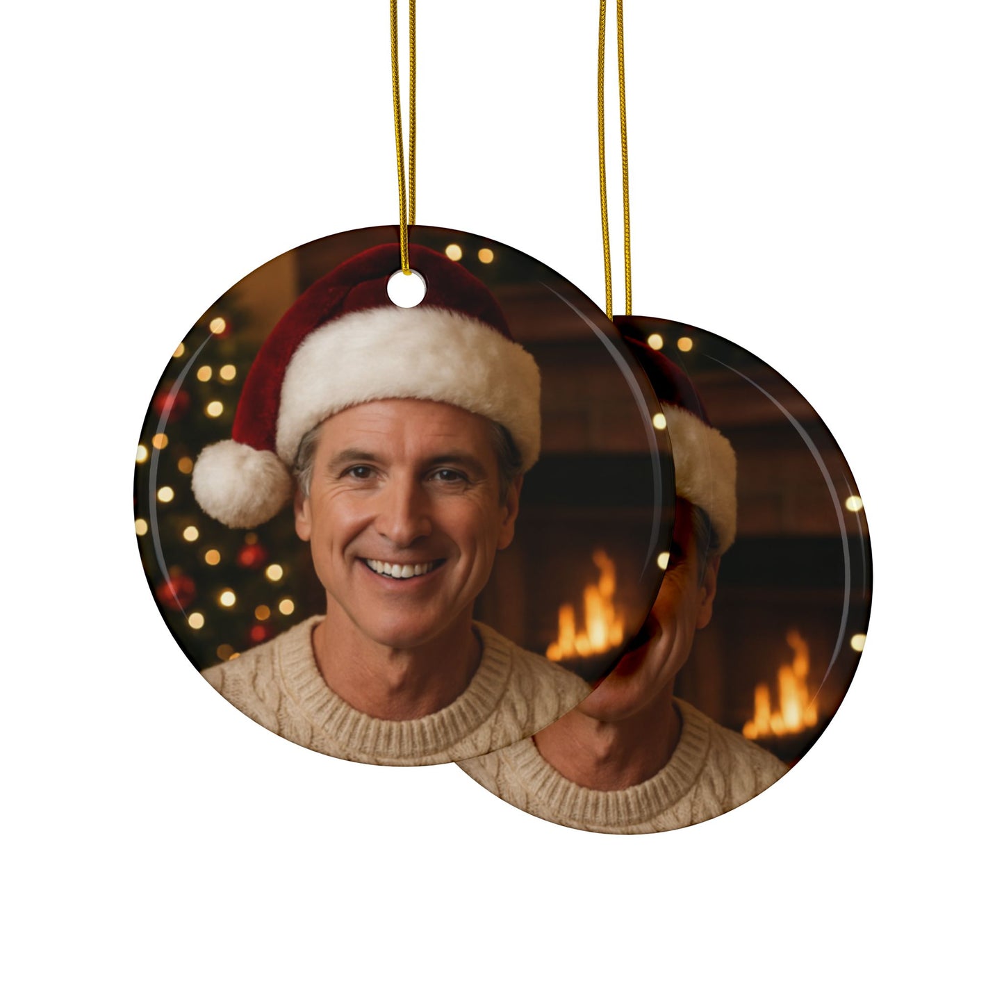 Gavin Newsom — Double-Sided Ceramic Ornament / “Governor Daddy” California Décor