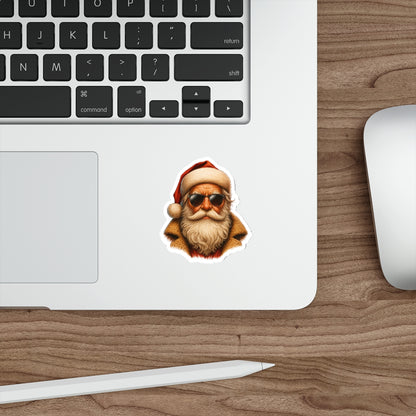 Cool Santa Die-Cut Sticker | Retro Sunglasses Holiday Sticker | Santa Sticker | Christmas Decor | Laptop Decal