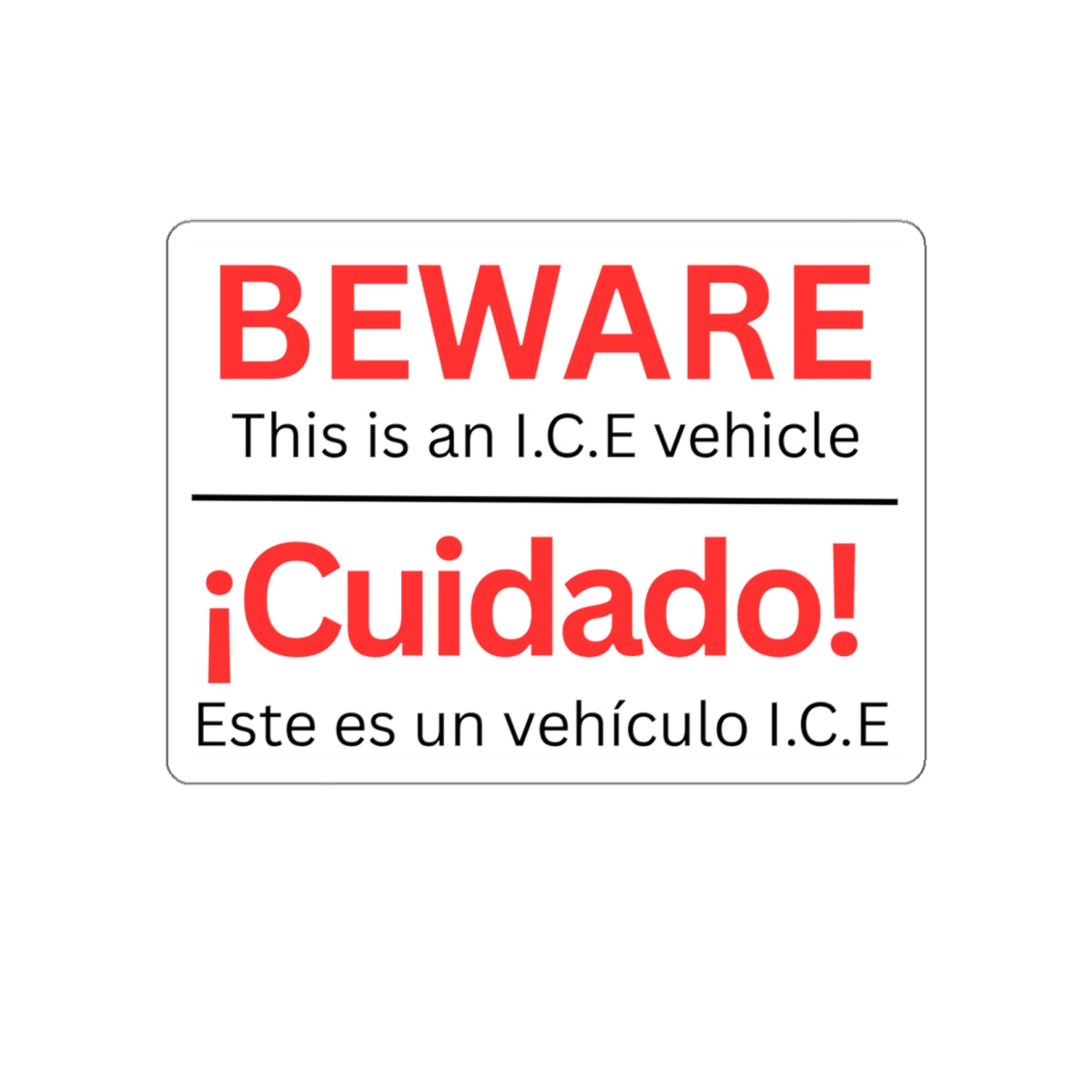 Beware I.C.E Vehicle Identification Die-Cut Stickers | Bold Warning Decals for Cars, Laptops, Bumper Stickers, Home Decor