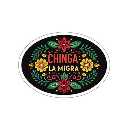 Chinga La Migra Anti I.C.E Vibrant Die-Cut Stickers, Floral Laptop Decals, Fun Gifts, Stickers for Eclectic Style, Affirmation Art