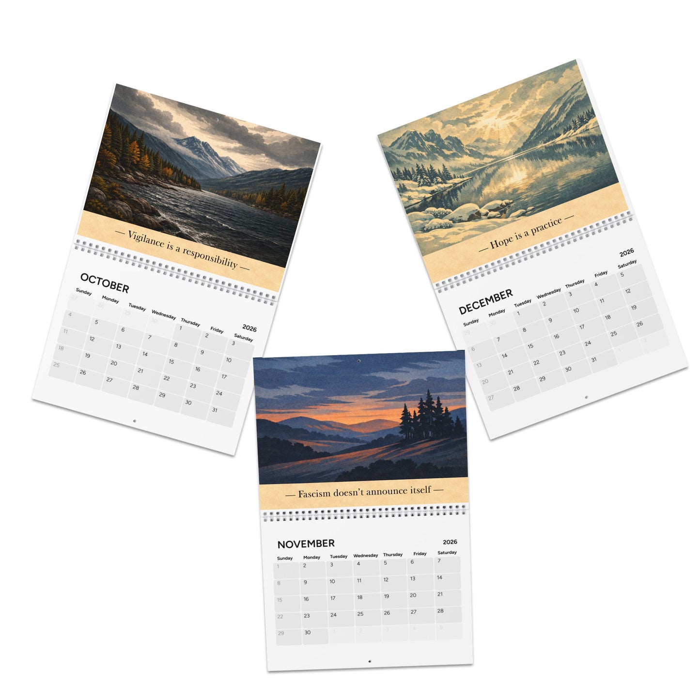 Democracy & Resistance Wall Calendar 2026 – Vintage National Park–Style Political Art Calendar
