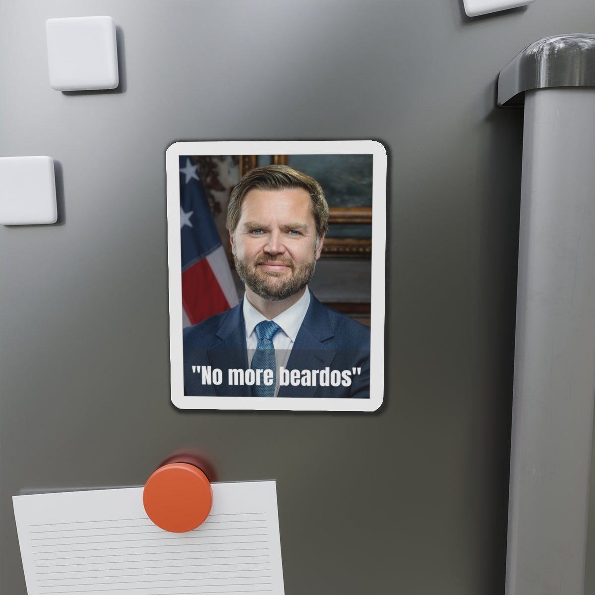 No More Beardos Satirical JD Vance Die-Cut Magnet: Humorous Political Statement, Refrigerator Magnet, Novelty Gift, Pete Hegseth