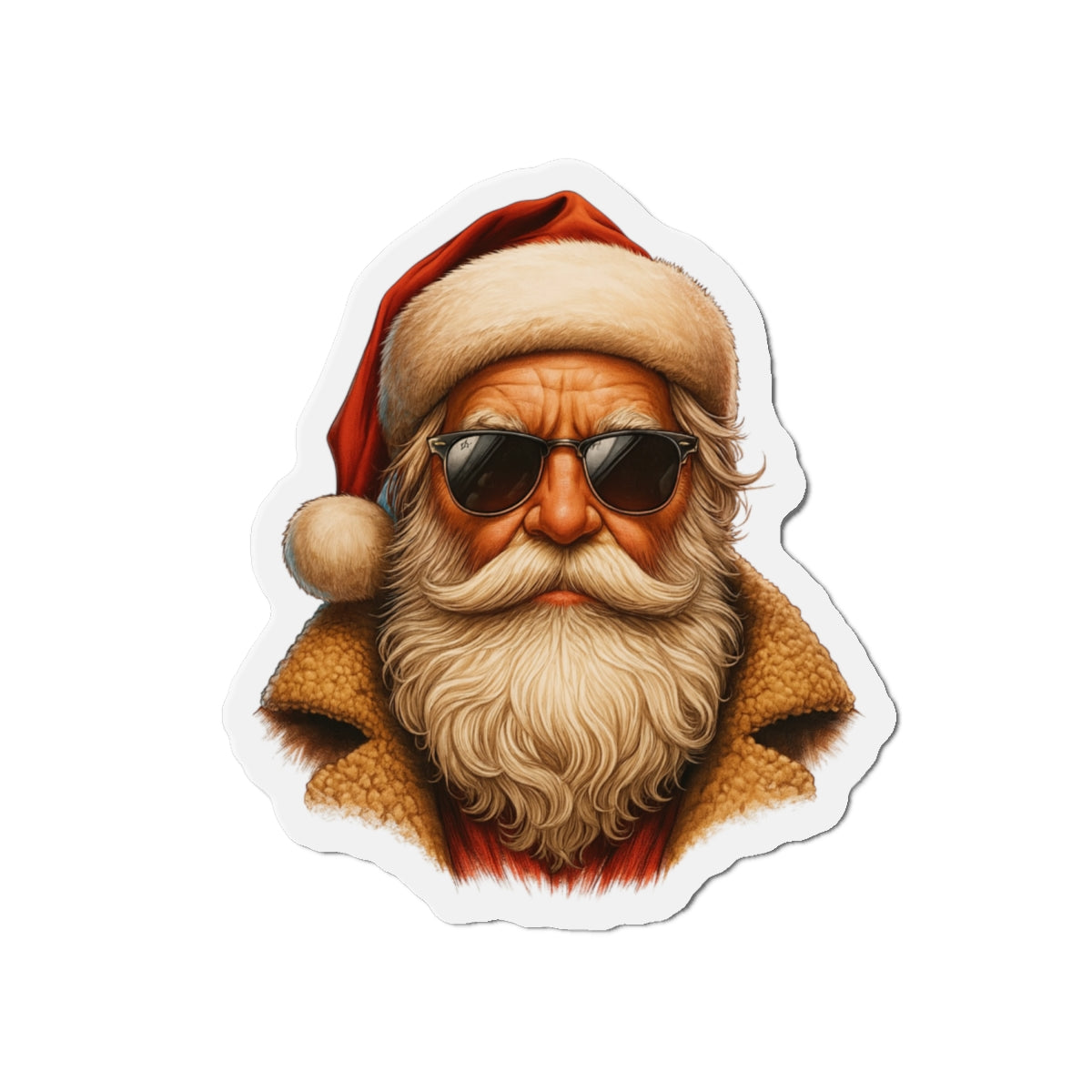 Cool Santa Die-Cut Magnet | Christmas Refrigerator Magnet | Stocking Filler | White Elephant | Alternative Christmas Gift