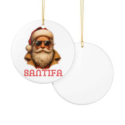 Santifa Santa Ceramic Ornament | Antifa |Anti Fascist | Foxtrot Delta Tango | Christmas Decor | Tree Ornament