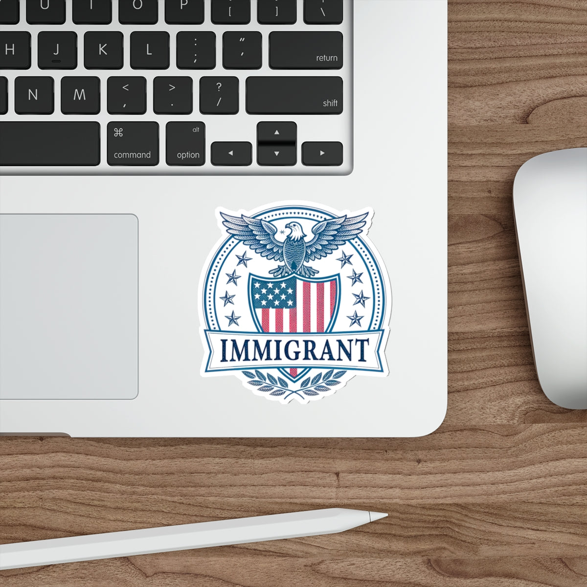 Patriotic Immigrant Die-Cut Stickers, Immigrant Pride Stickers, Laptop Decal, USA Eagle Emblem, Gift for Immigrants, Political Stickers