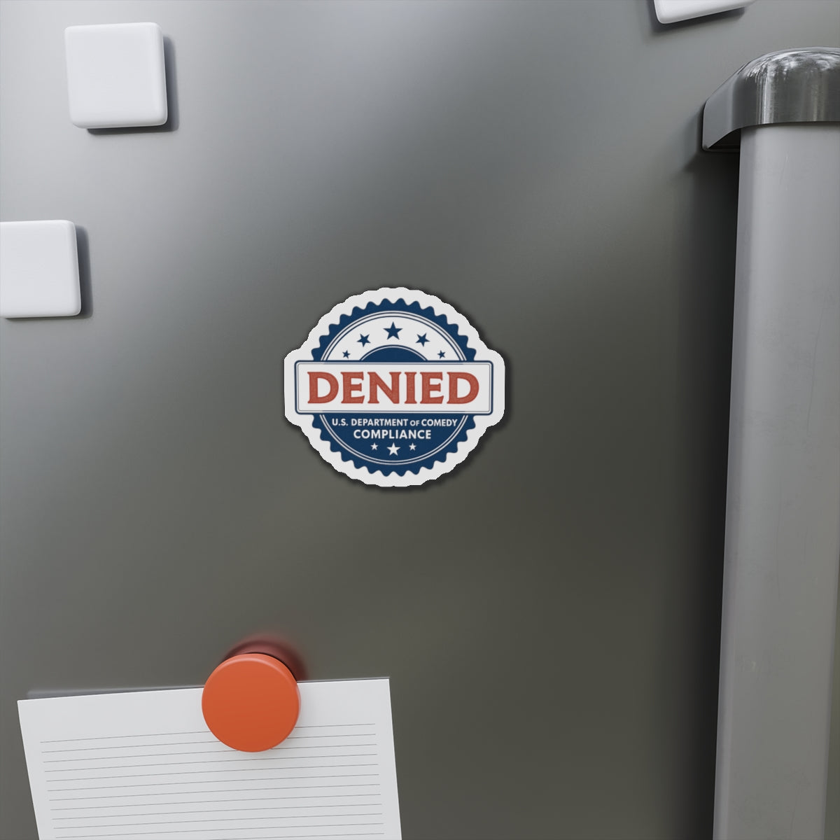 U.S. Department of Comedy Compliance Denied Magnet | Satirical Comedy Compliance Sticker, Gift for Humor Lovers, Fridge Decoration