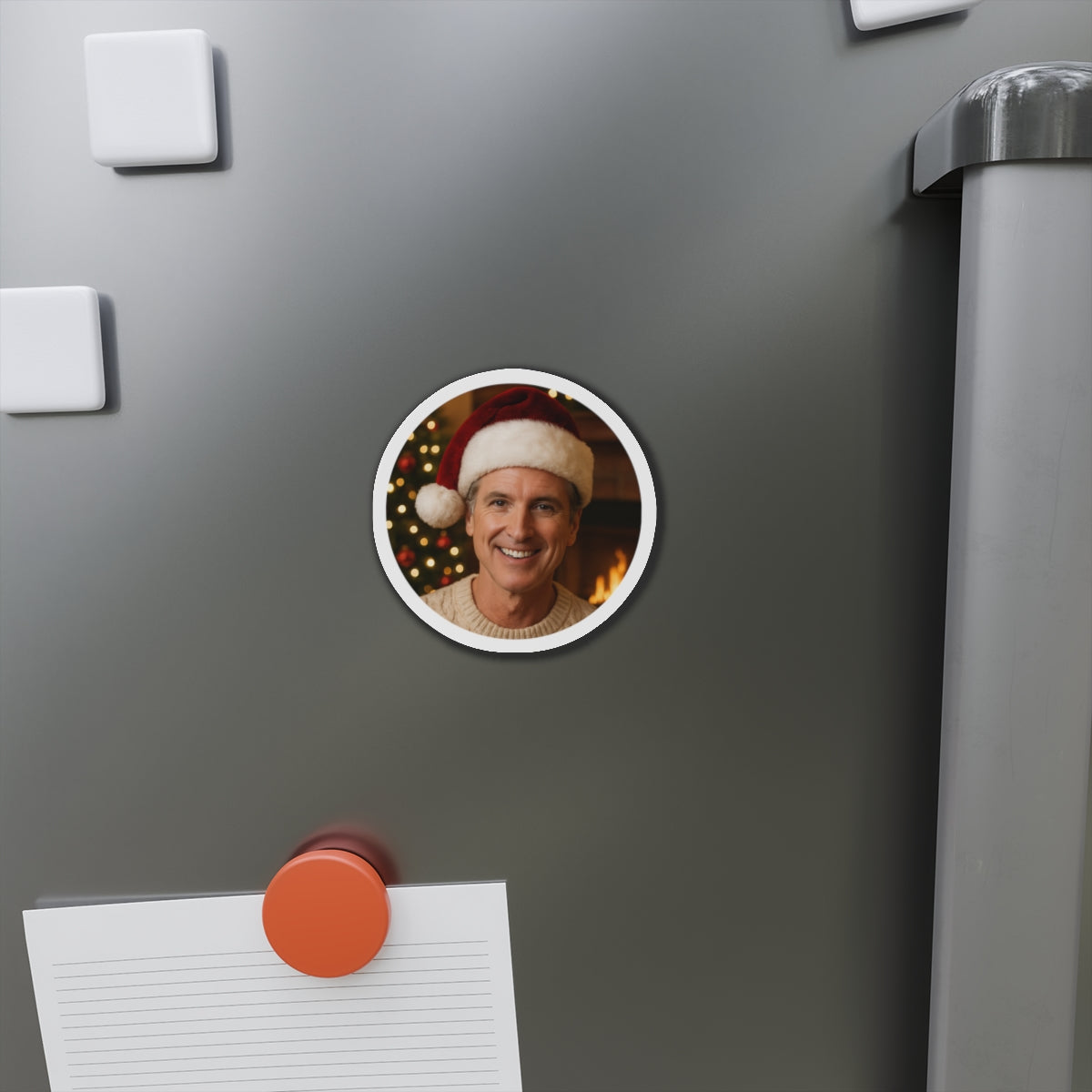 Gavin Newsom Christmas Magnetic Decoration | Die-Cut Magnet | Christmas Holiday Refrigerator Magnet | California Governor Decor