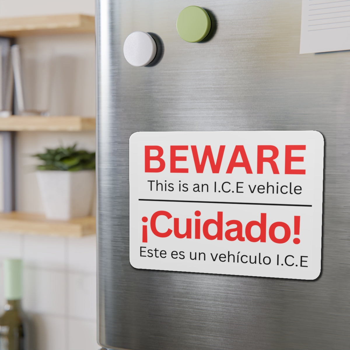 Beware I.C.E Vehicle Identification Die-Cut Magnets - Car Warning, Home Decor, Gifts for Safety Awareness, ICE Vehicle Sign